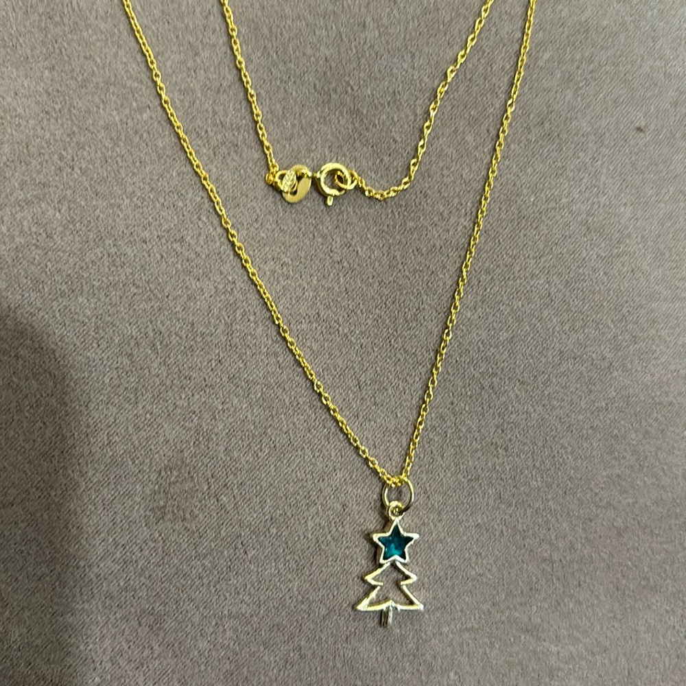 -gold plated Sterling silver tree charm star necklace brand new
